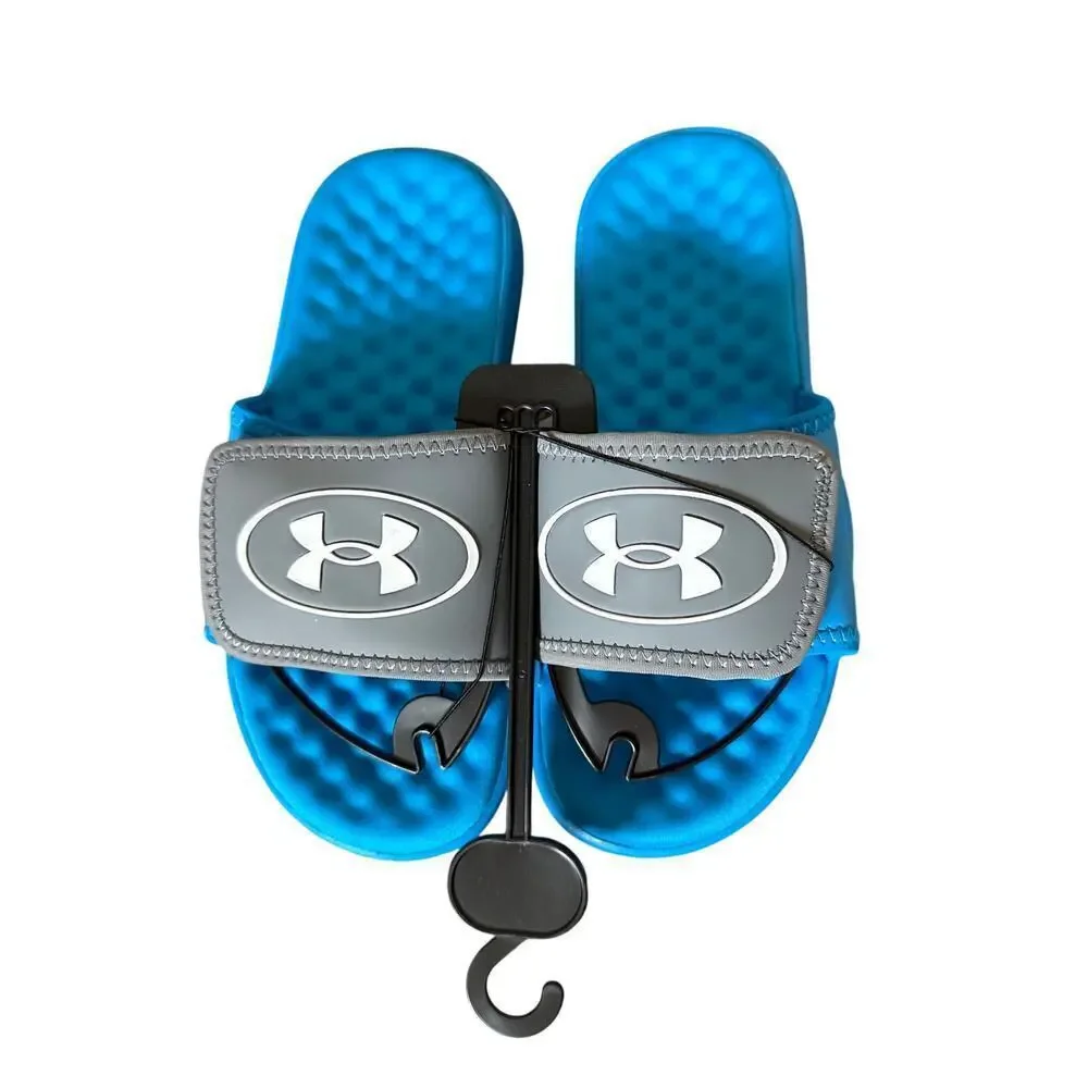 New Boys Under Armour UA B Ignite Pro 8 Blue Gray Slide Sandals Size 4Y